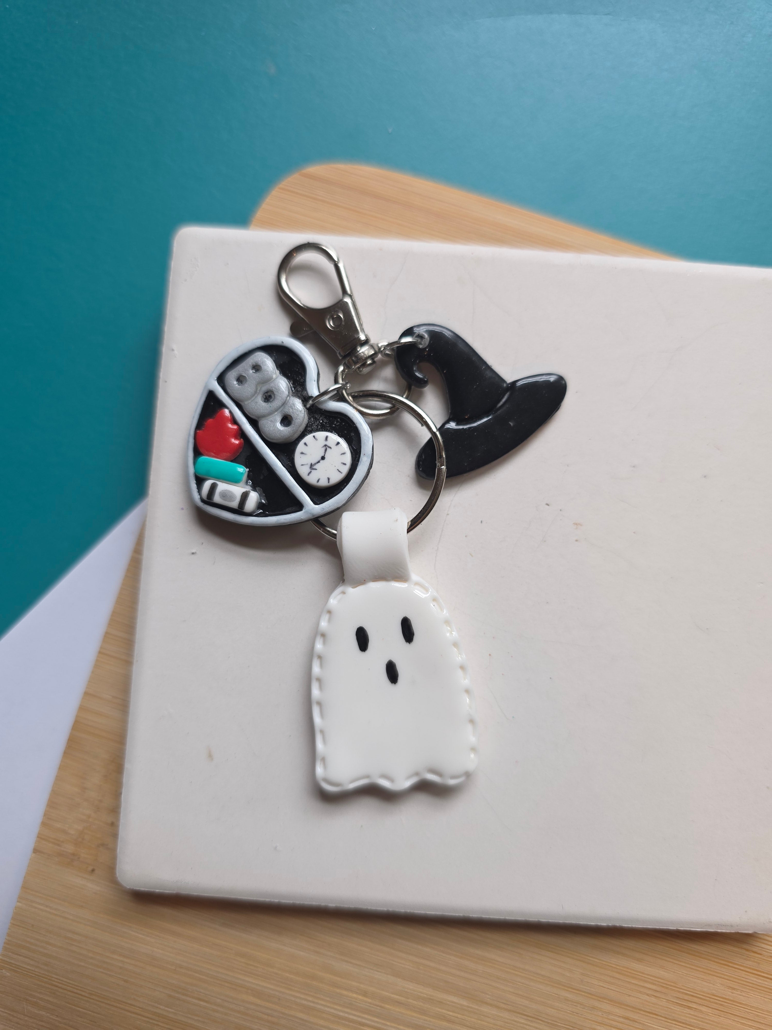 Boo Ghost Polymer Clay Keychain