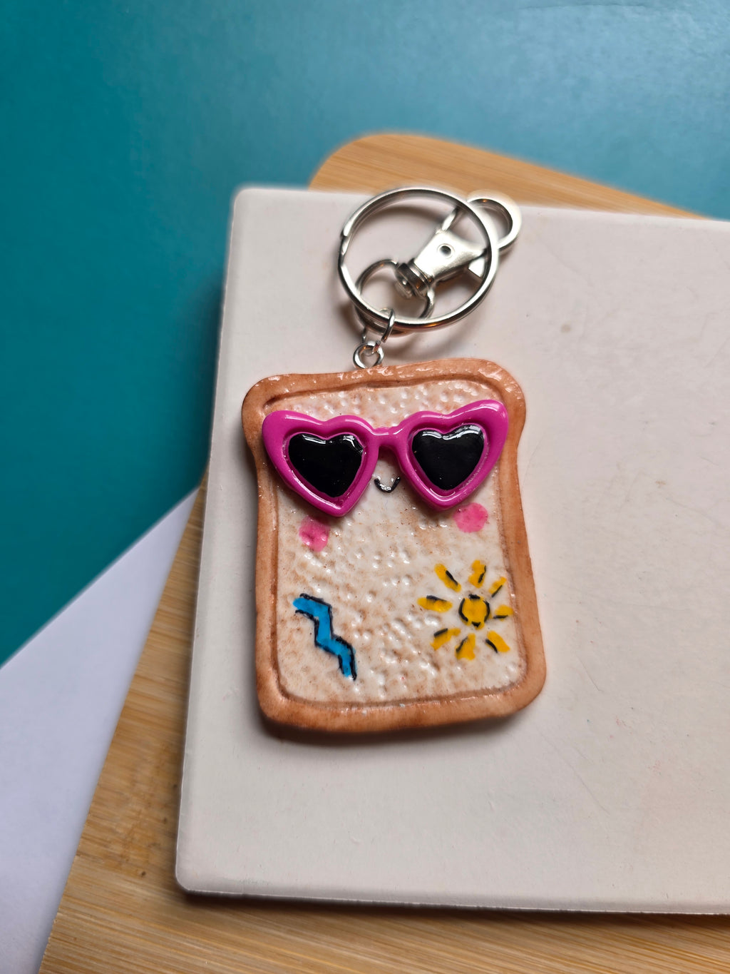 Groovy Toast Emotional Support Friend Clay Keychain