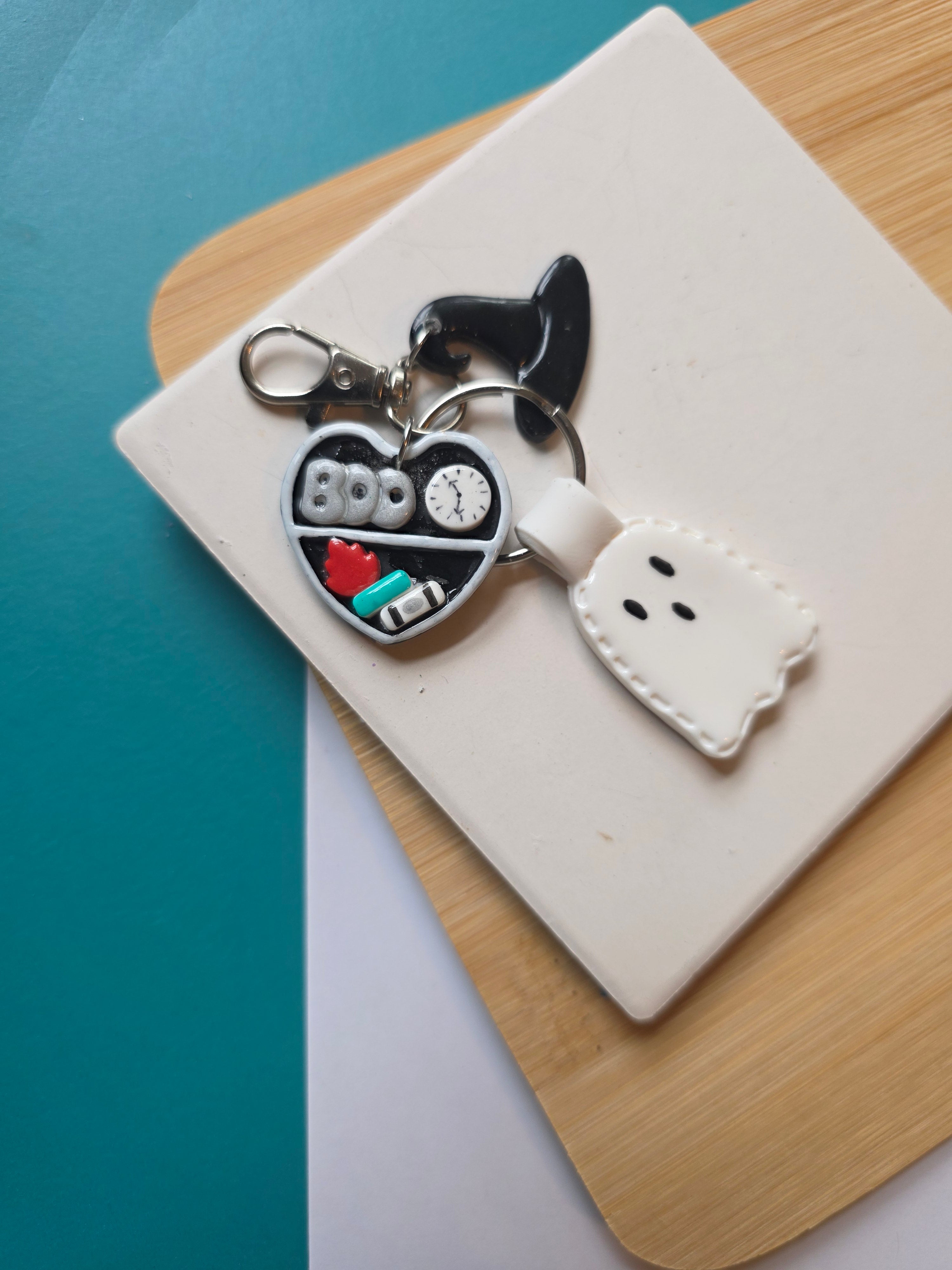 Boo Ghost Polymer Clay Keychain