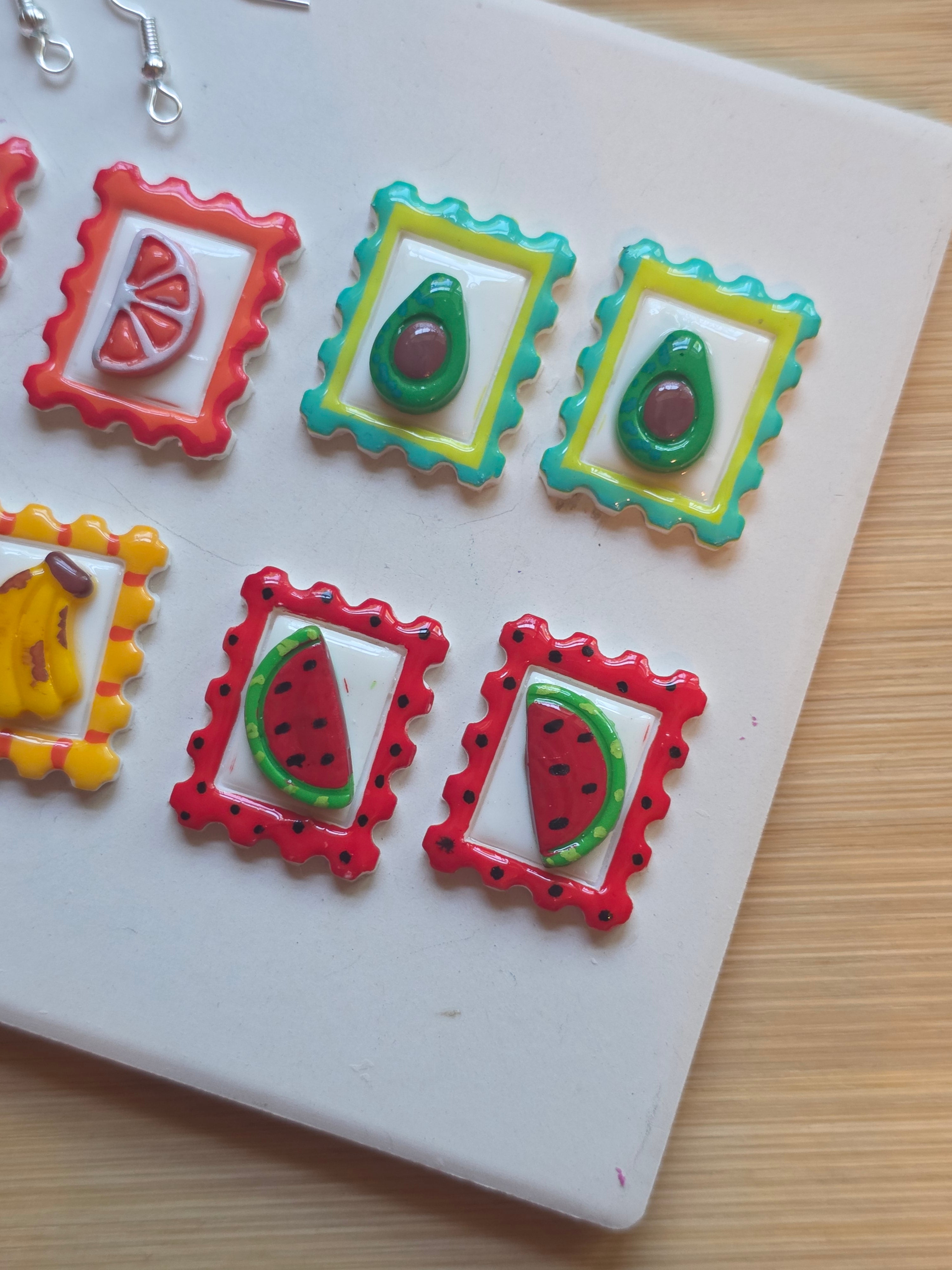 Fruit Stamps Clay Earrings