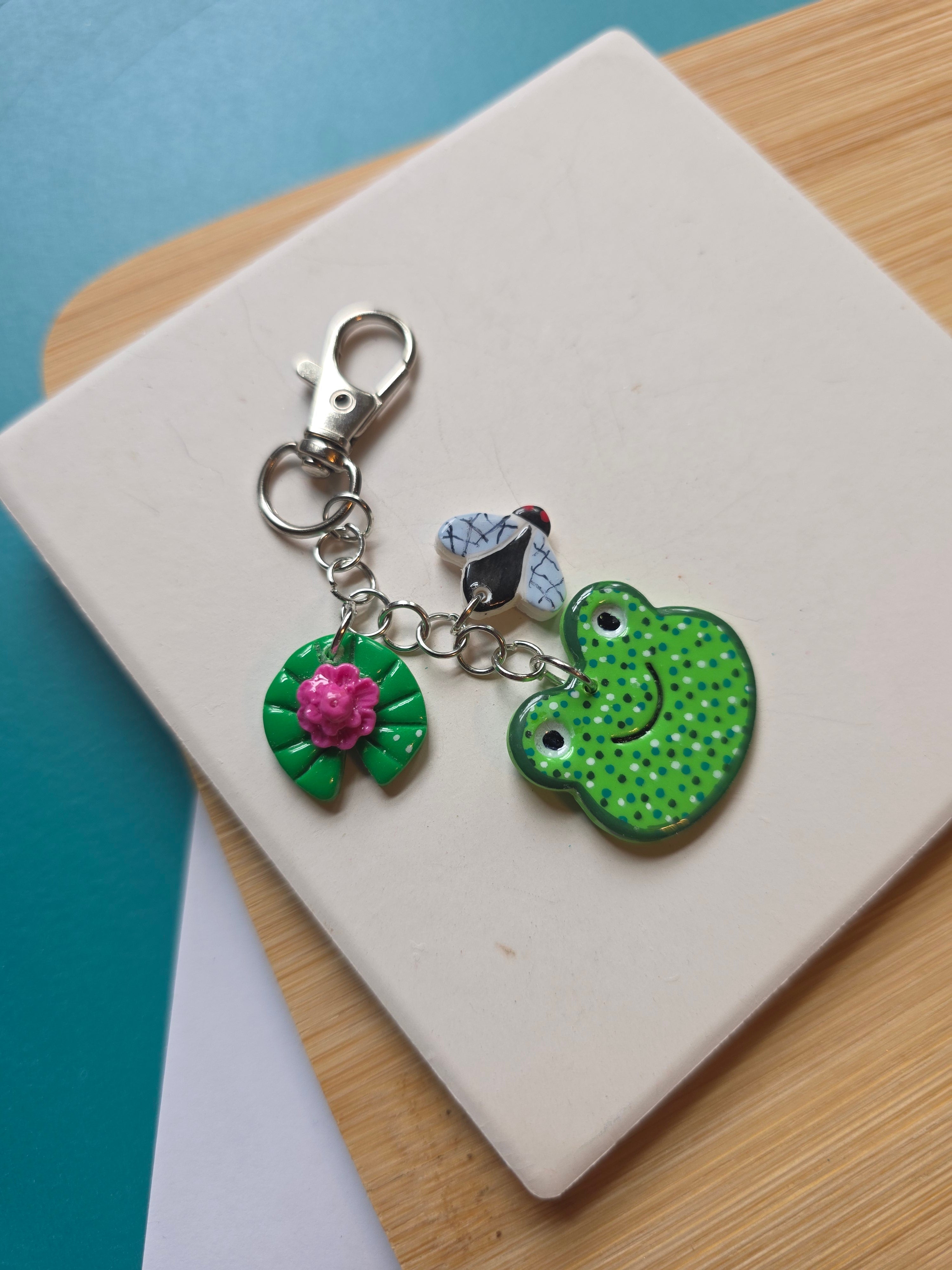 Cute Frog Clay Keychain