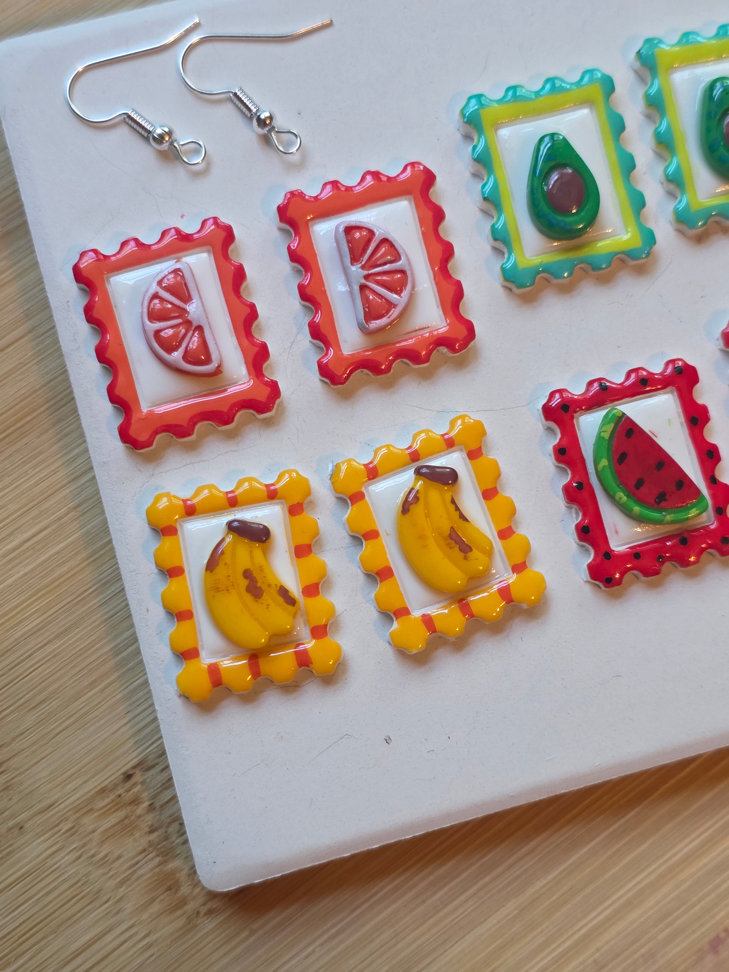 Fruit Stamps Clay Earrings