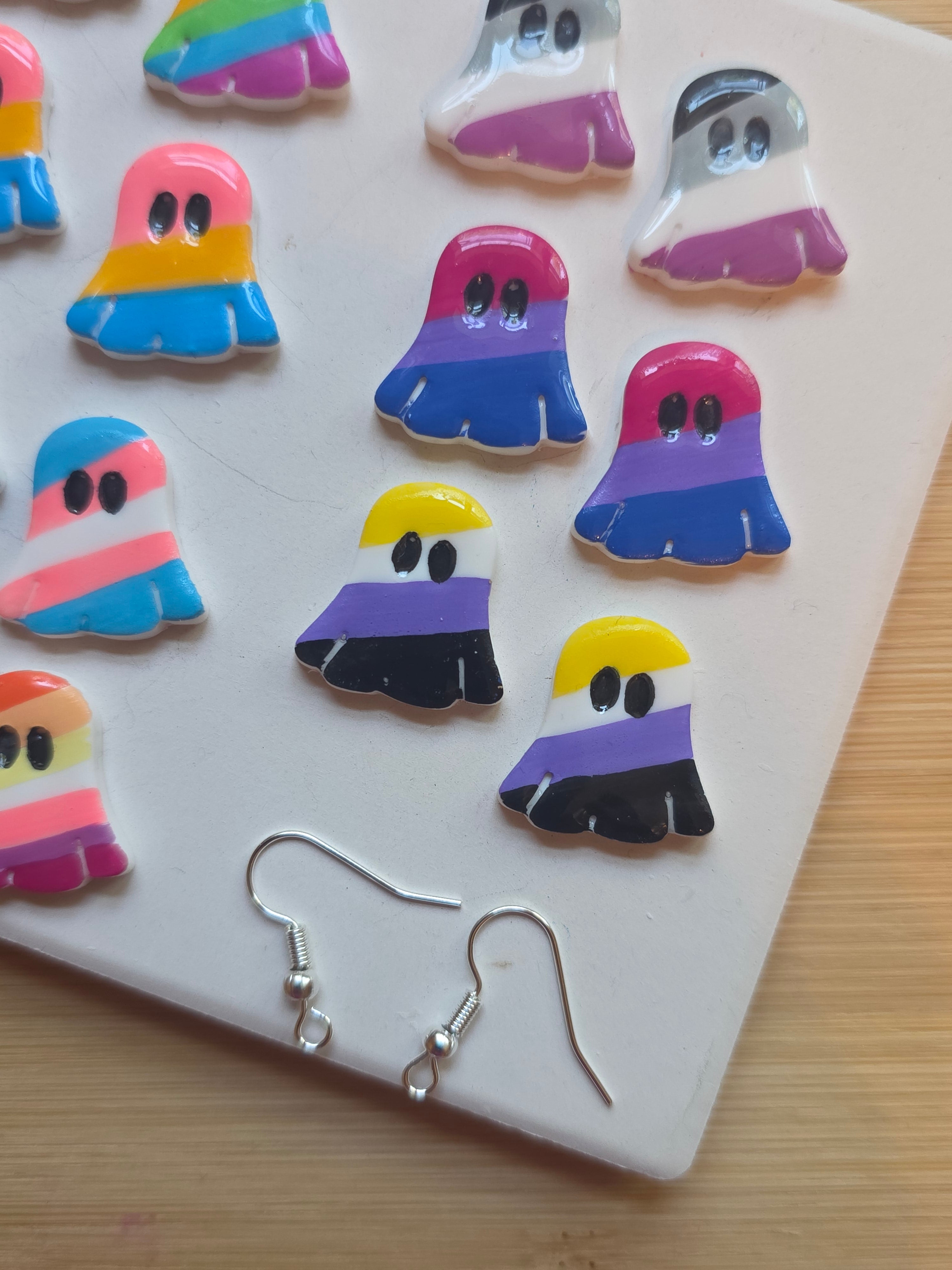Pride Ghosts Clay Earrings