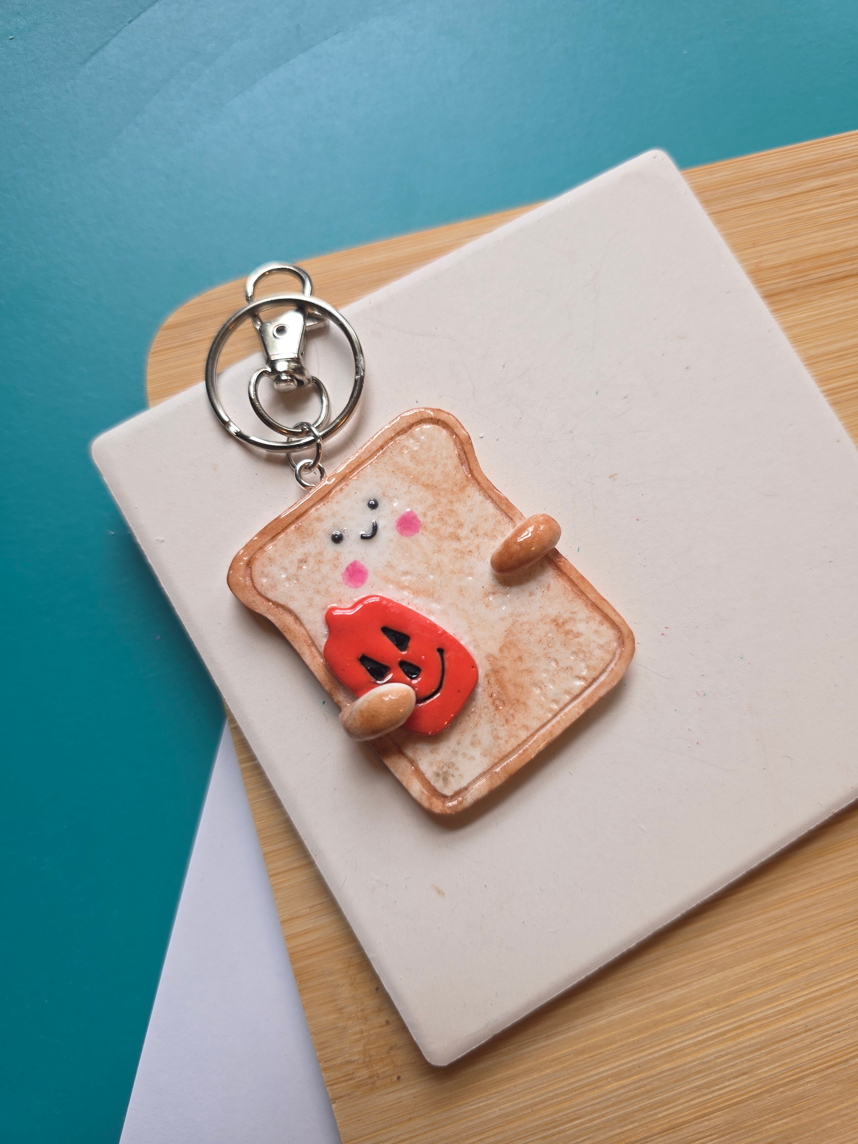 Pumpkin Toast Emotional Support Friend Clay Keychain