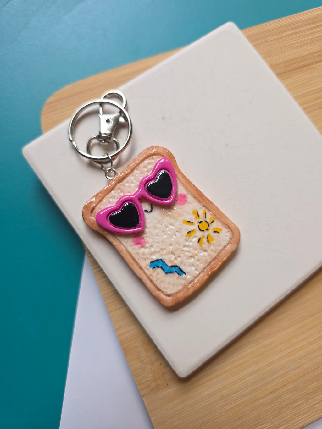 Groovy Toast Emotional Support Friend Clay Keychain
