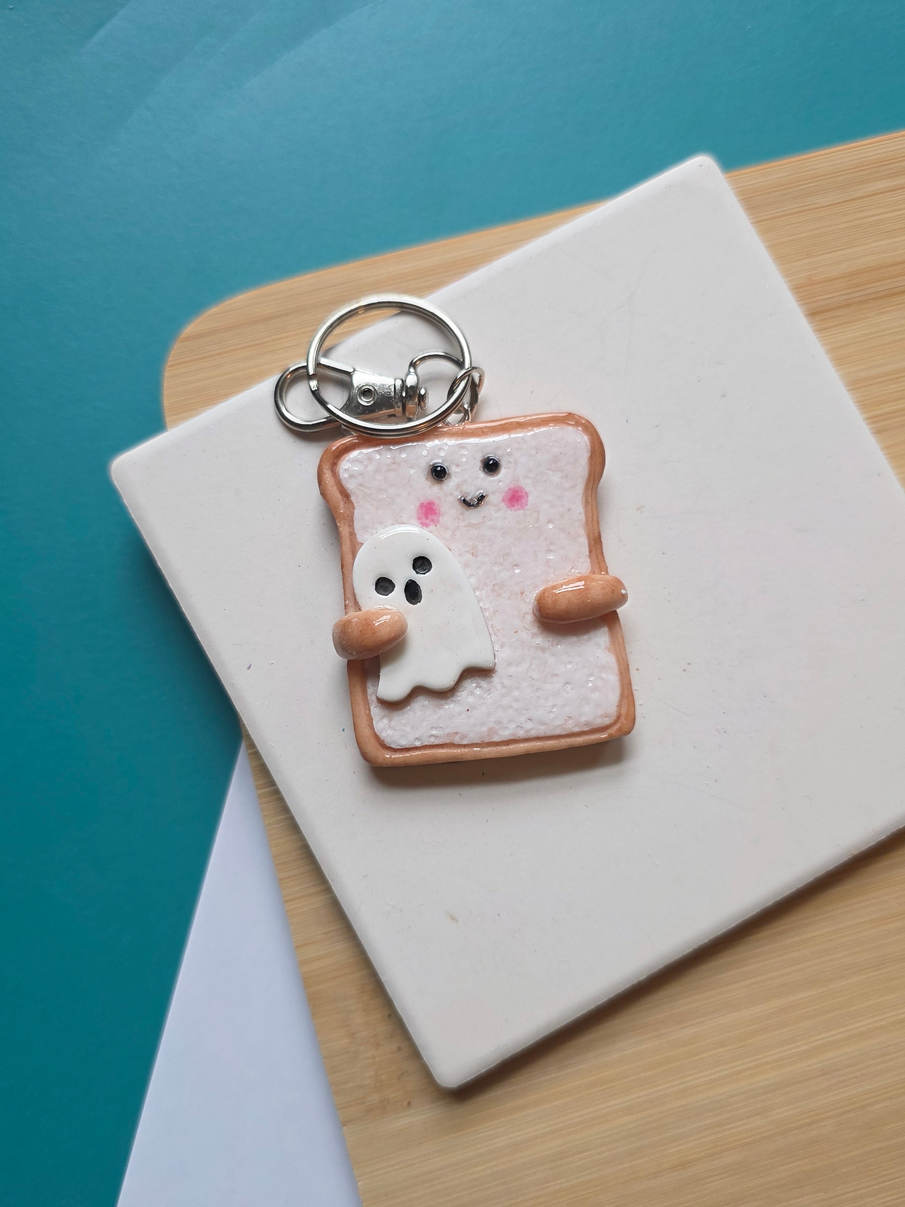 Ghoast Emotional Support Friend Clay Keychain