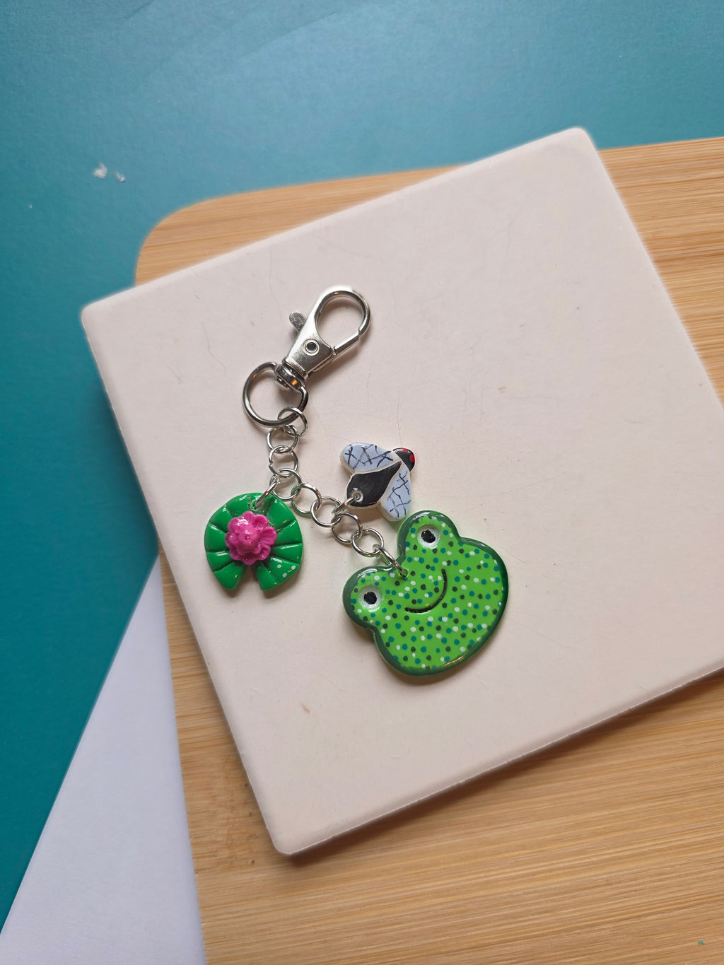 Cute Frog Clay Keychain