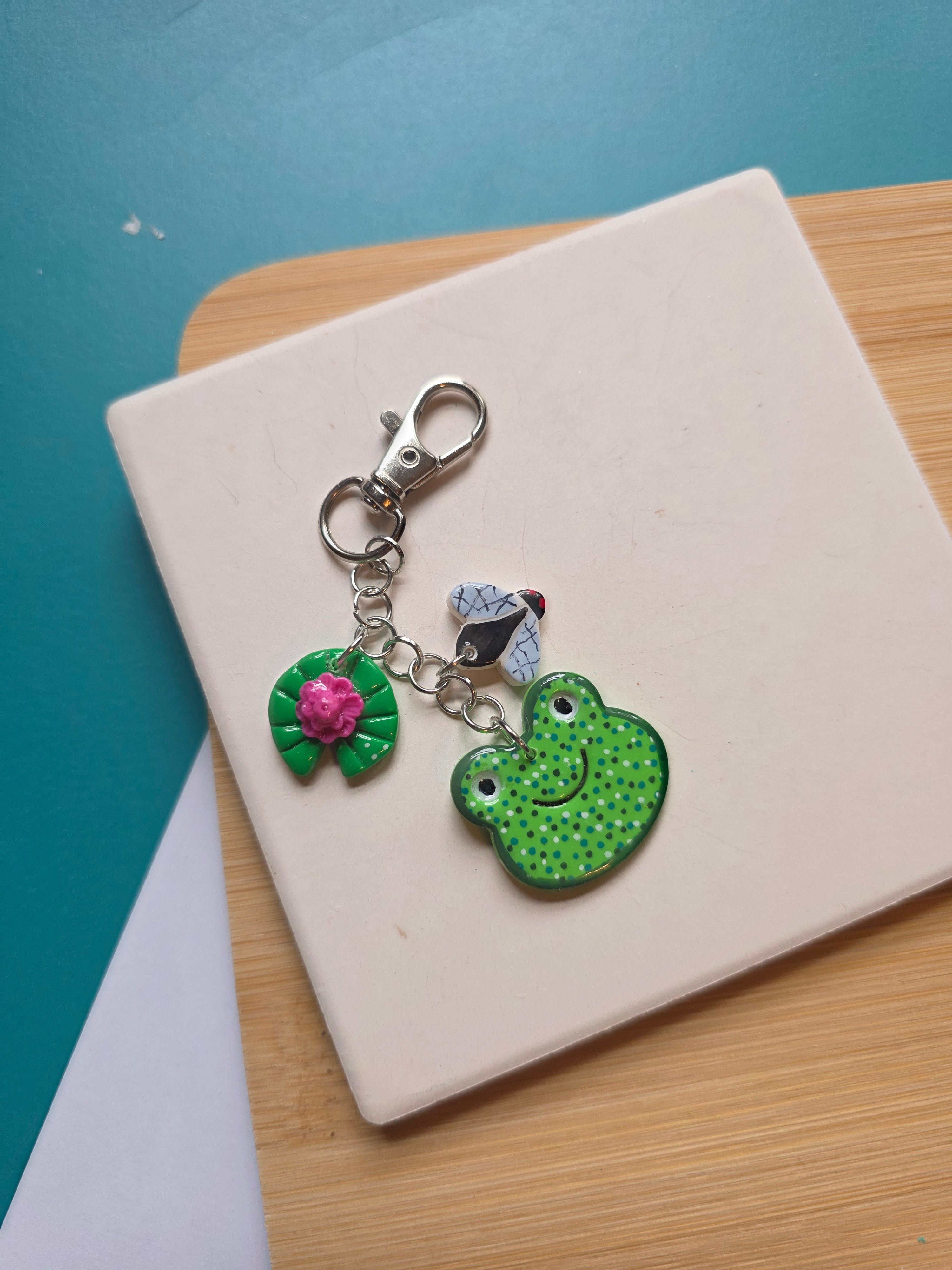Cute Frog Clay Keychain