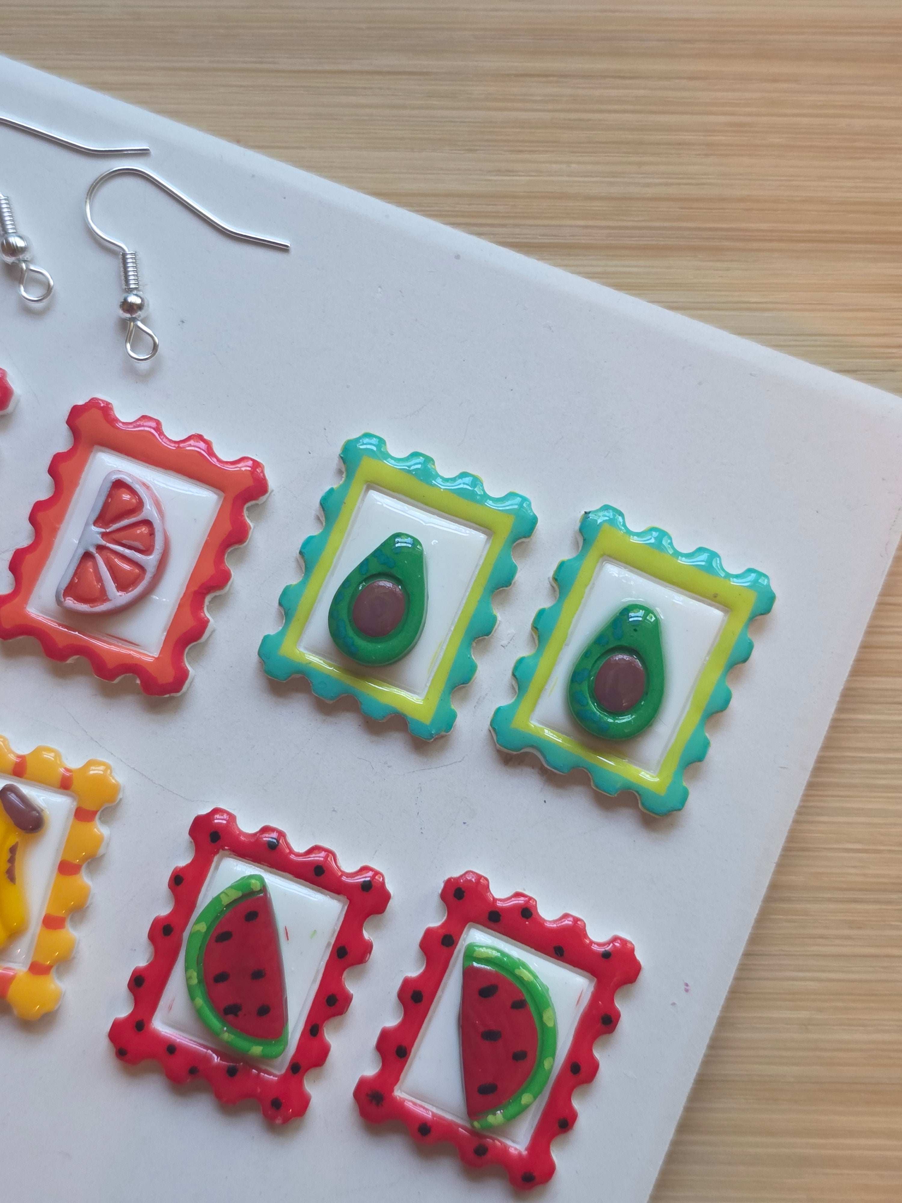 Fruit Stamps Clay Earrings