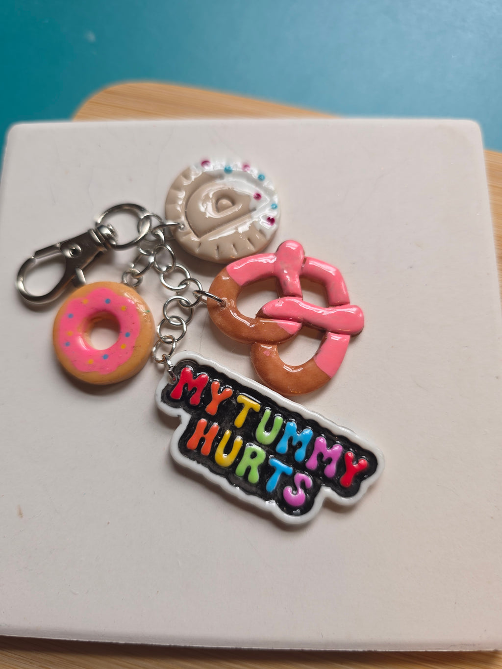 My Tummy Hurts Clay Keychain