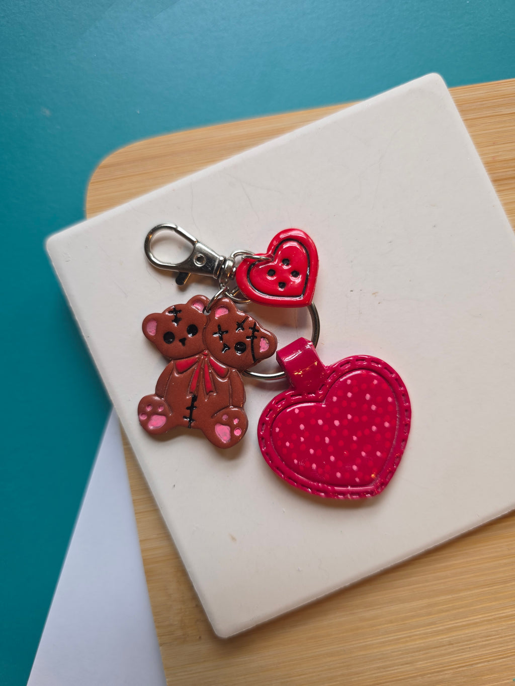 Creepy Cute Bear Clay Keychain