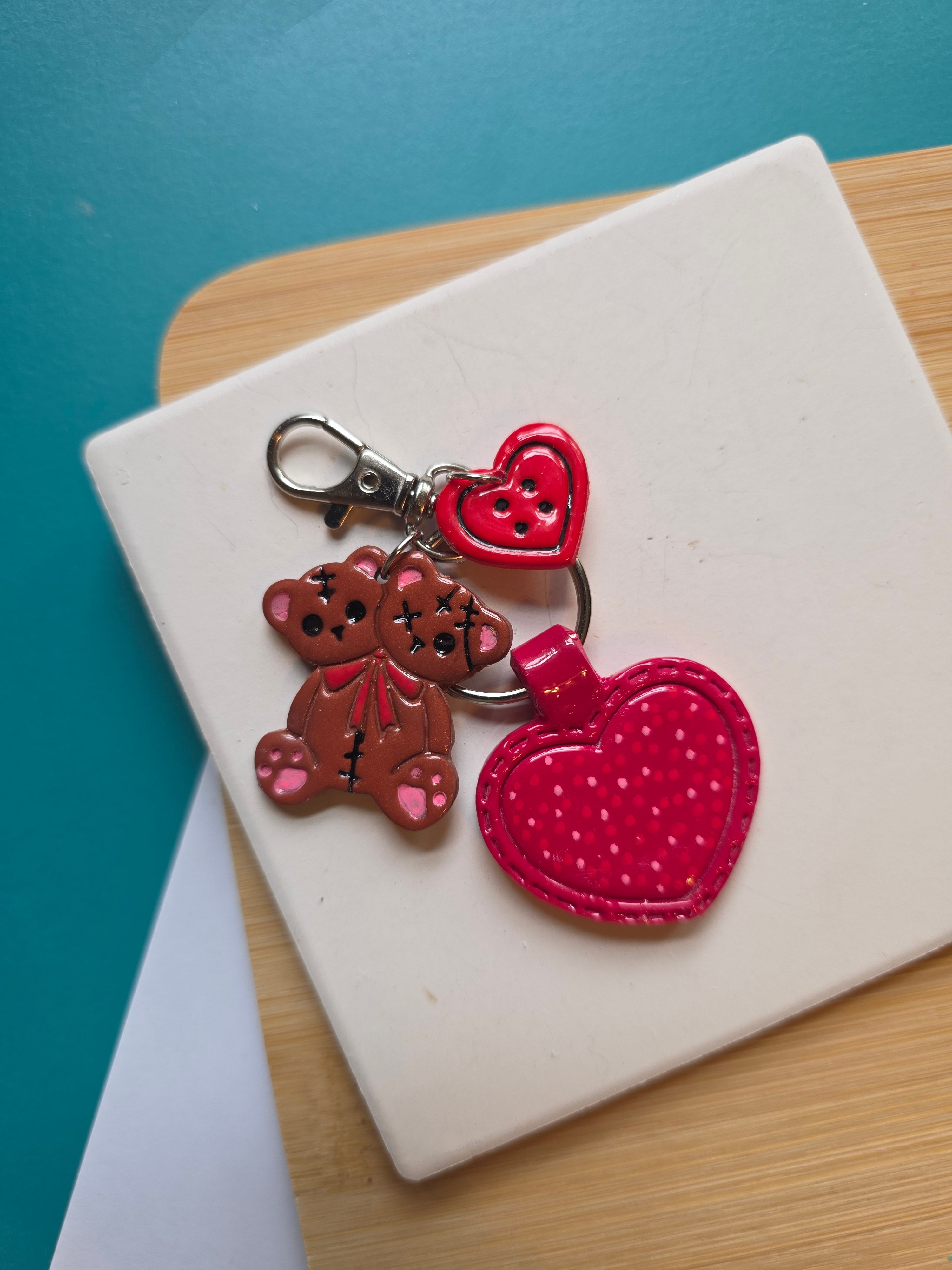 Creepy Cute Bear Clay Keychain