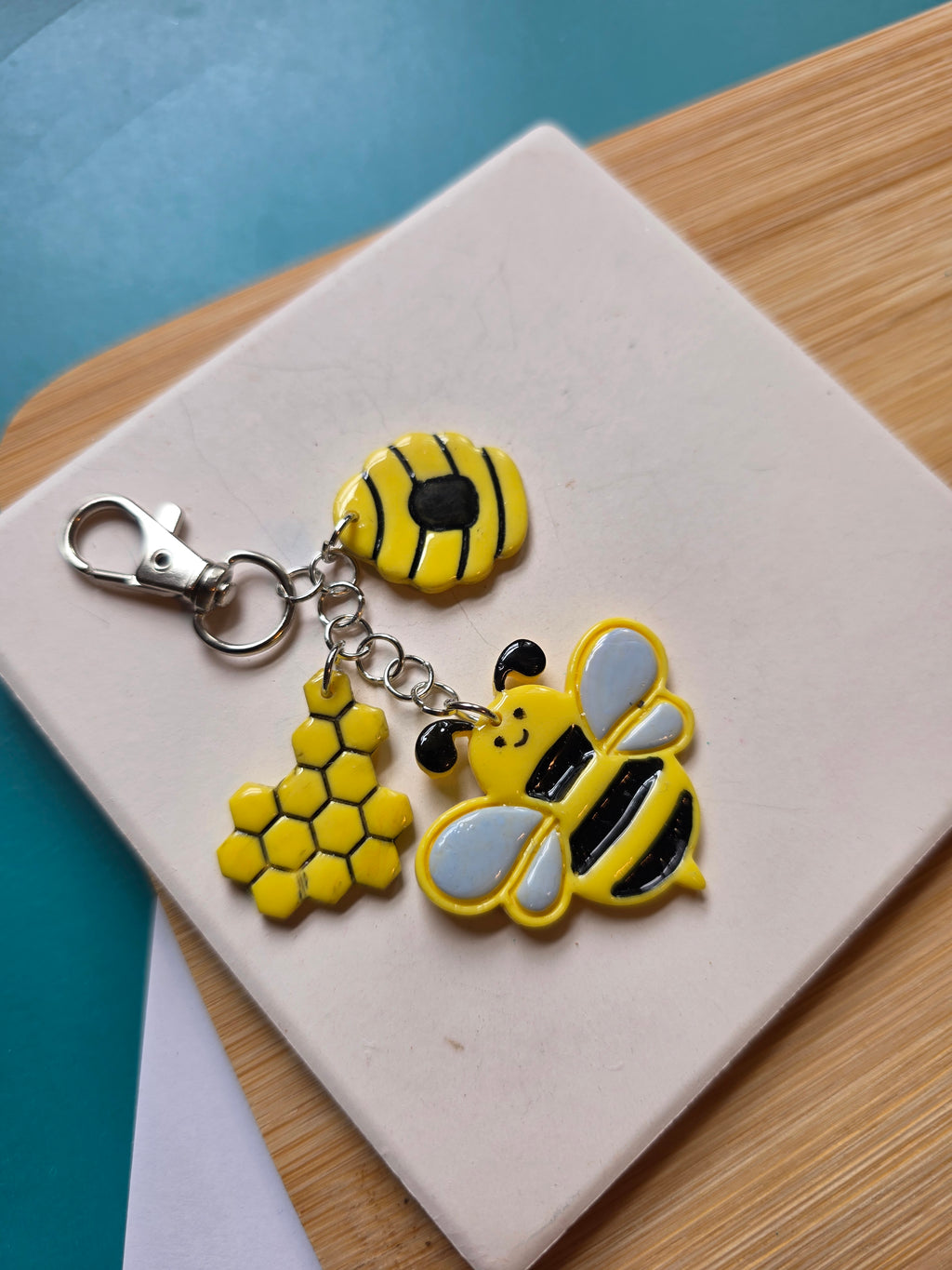 Bee Friend Clay Keychain