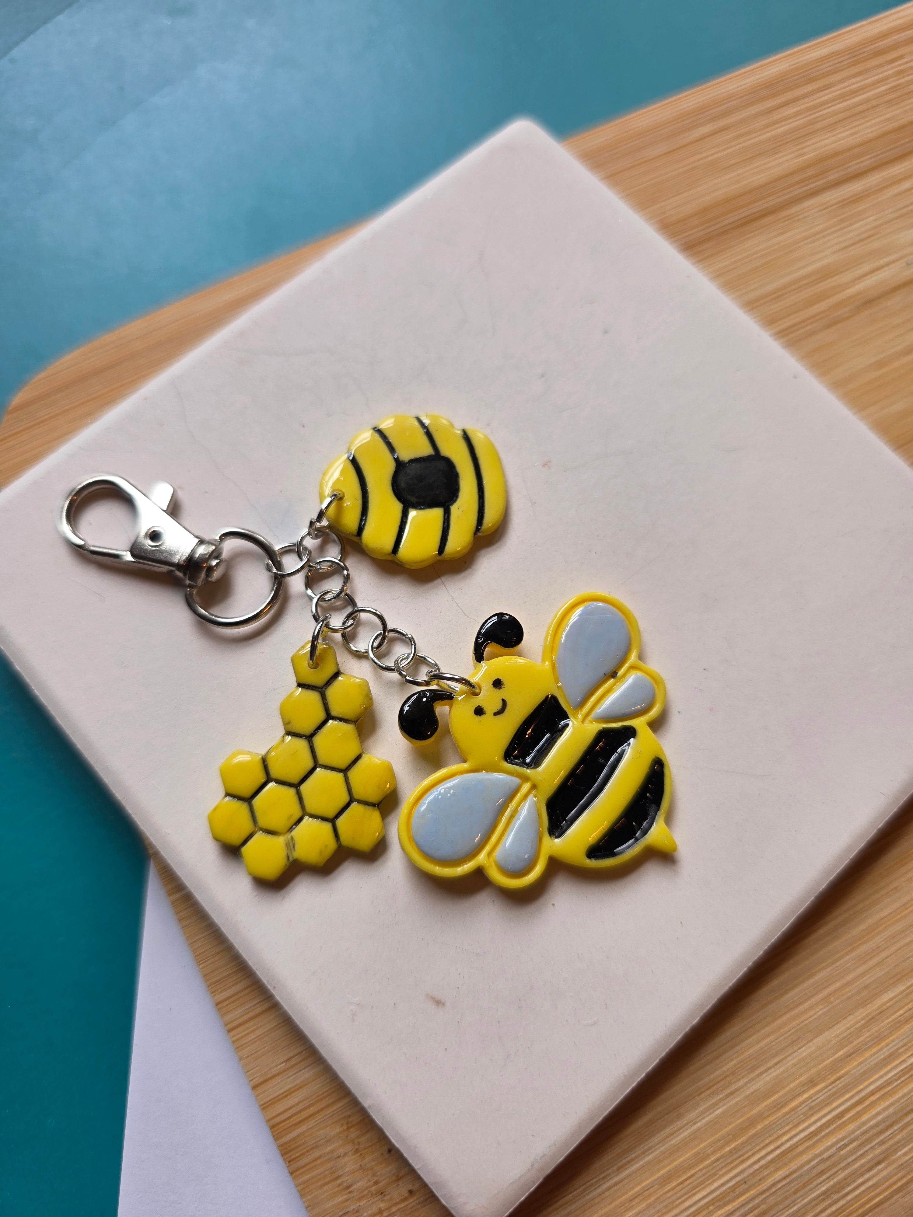 Bee Friend Clay Keychain