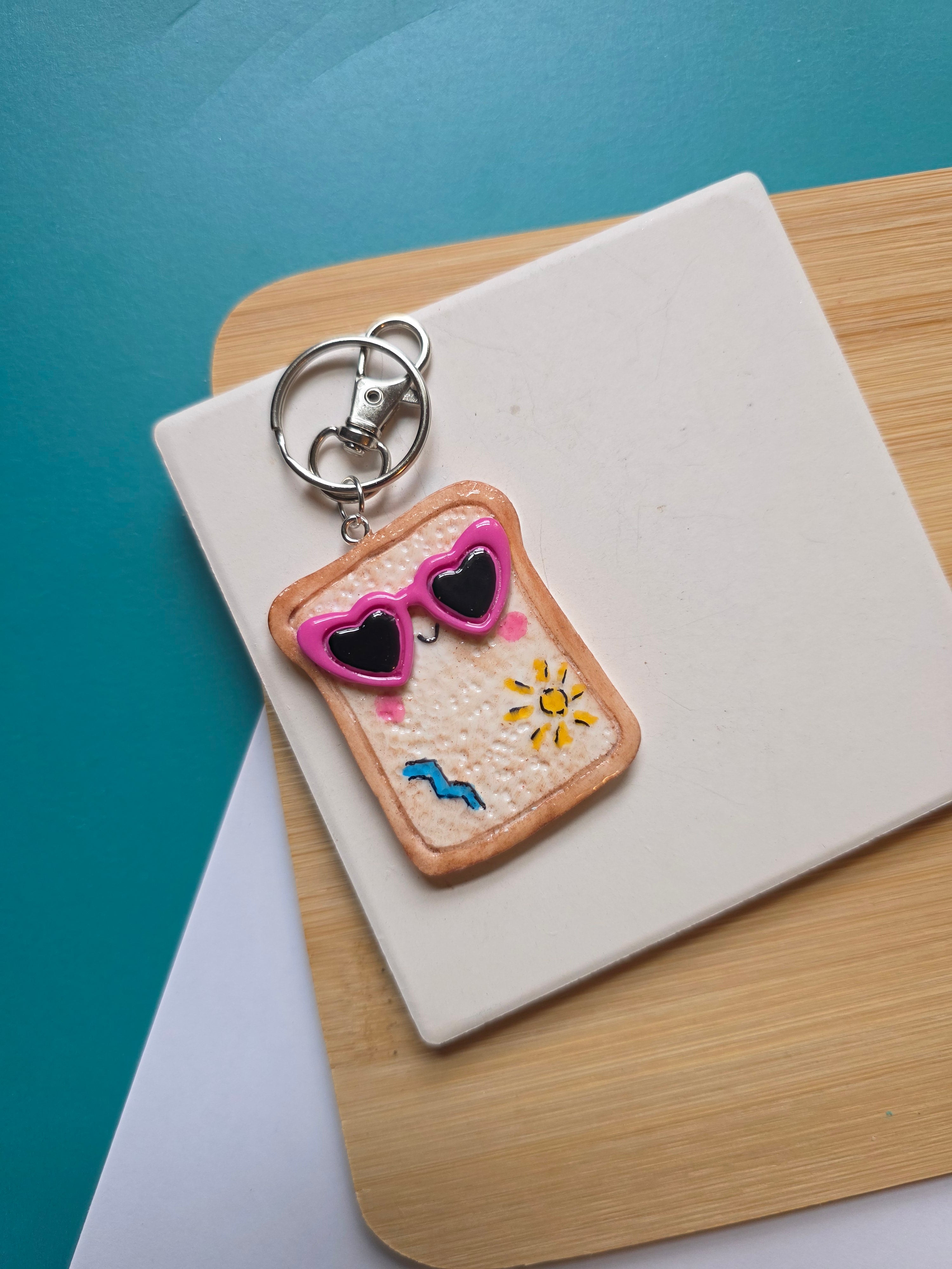Groovy Toast Emotional Support Friend Clay Keychain