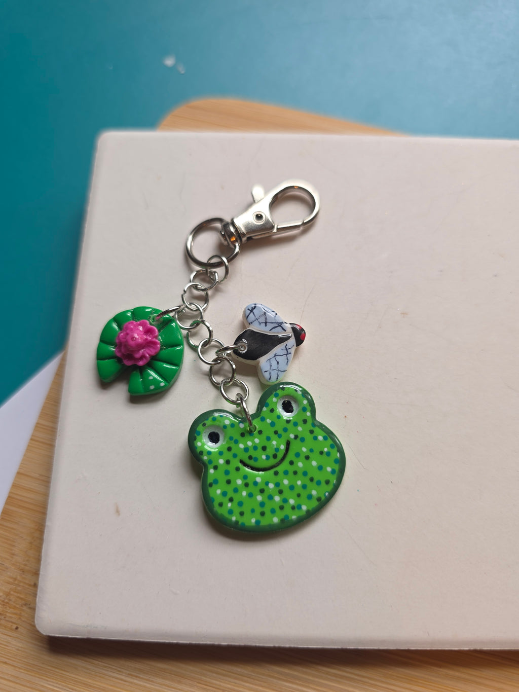 Cute Frog Clay Keychain