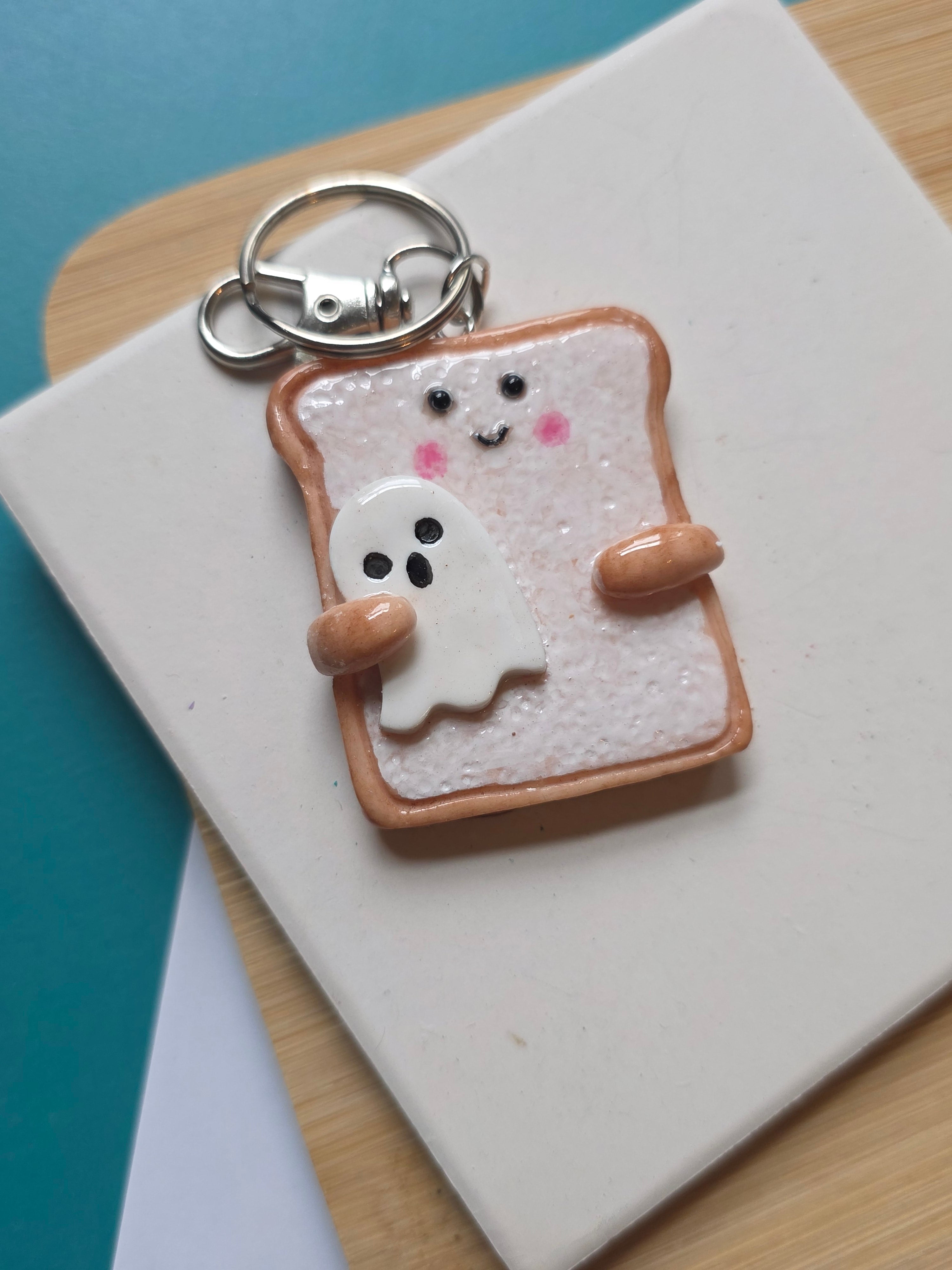 Ghoast Emotional Support Friend Clay Keychain