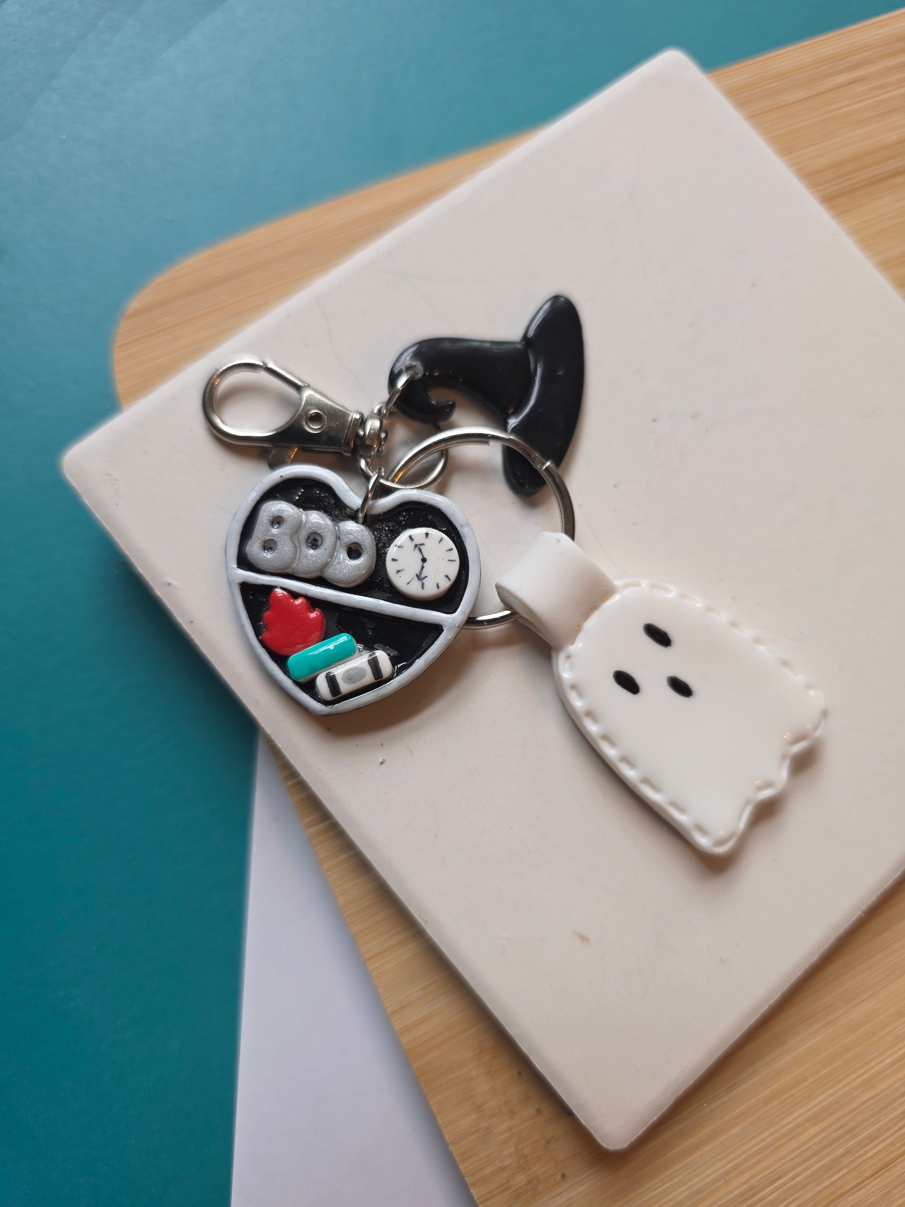 Boo Ghost Polymer Clay Keychain