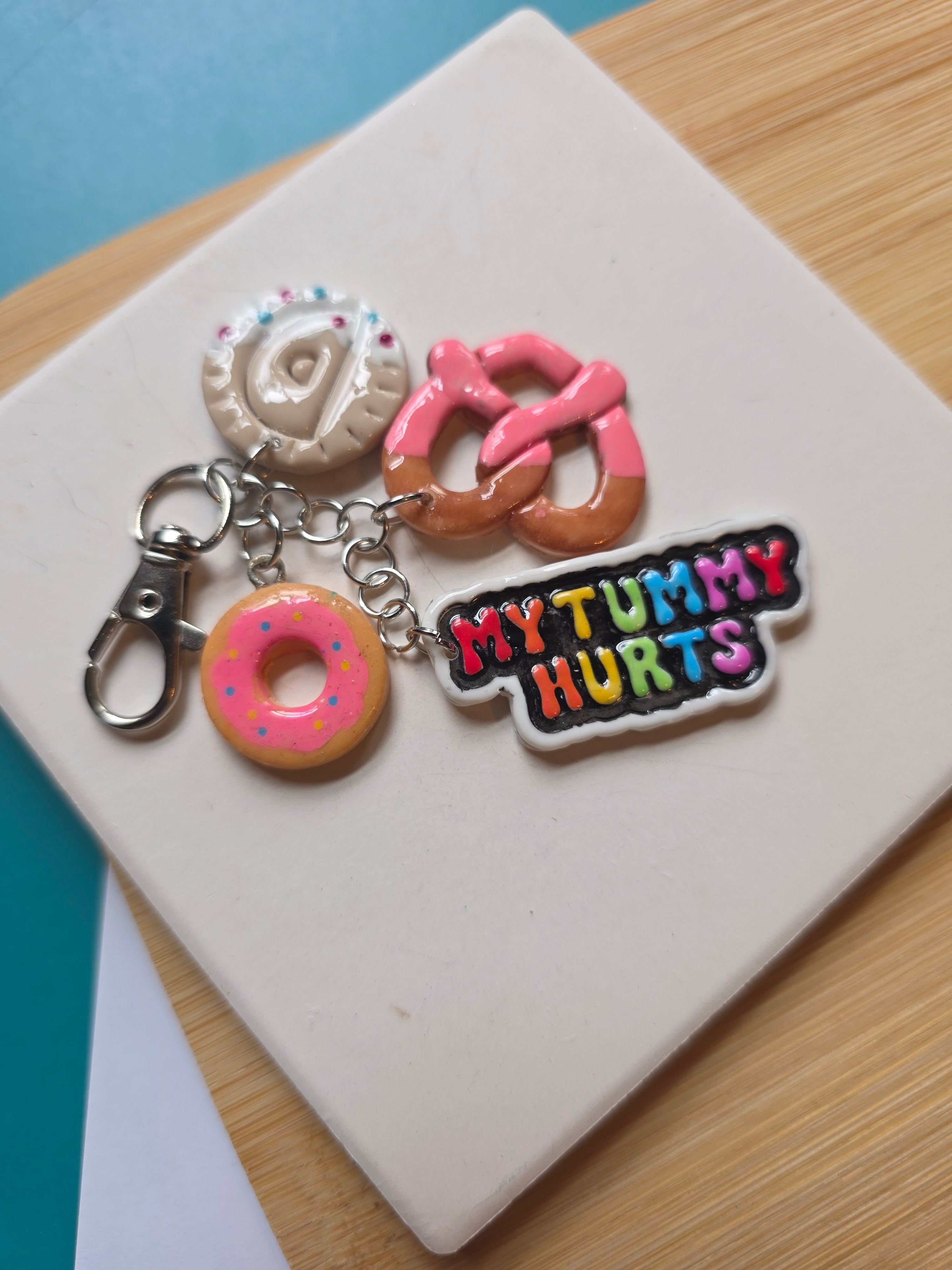 My Tummy Hurts Clay Keychain