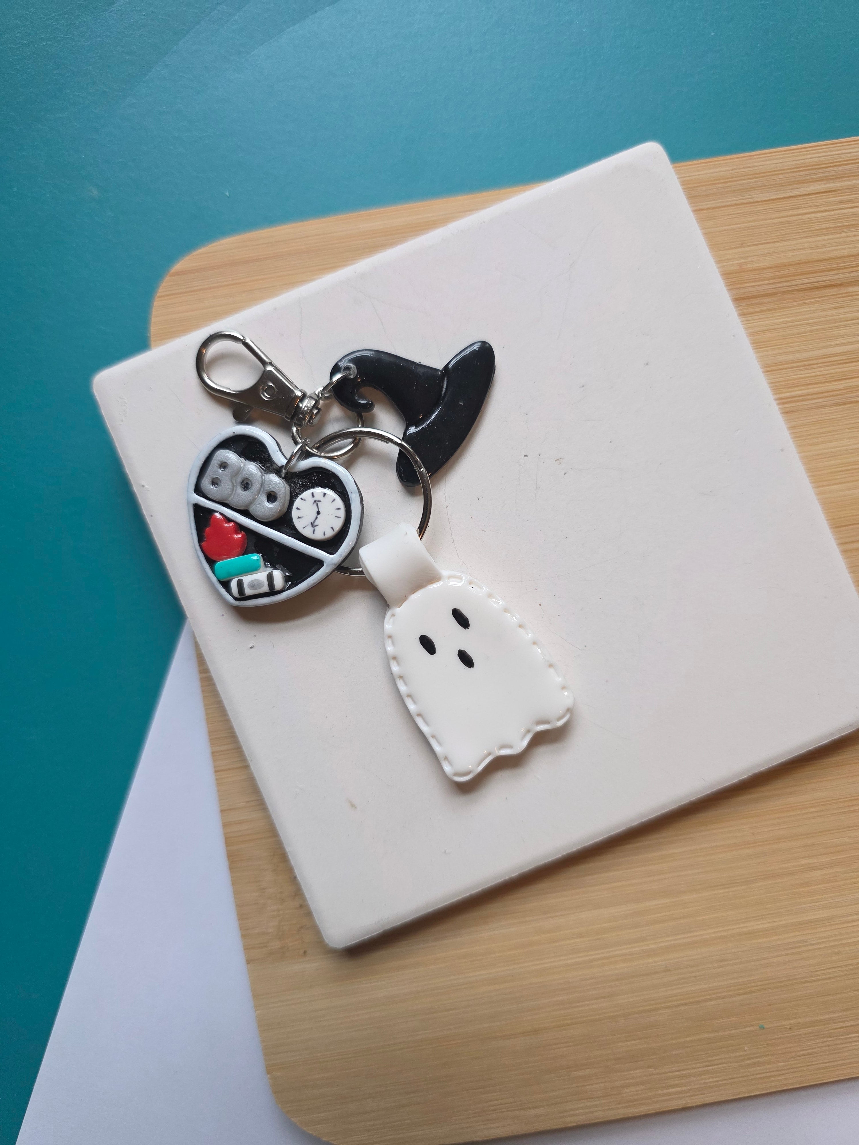 Boo Ghost Polymer Clay Keychain