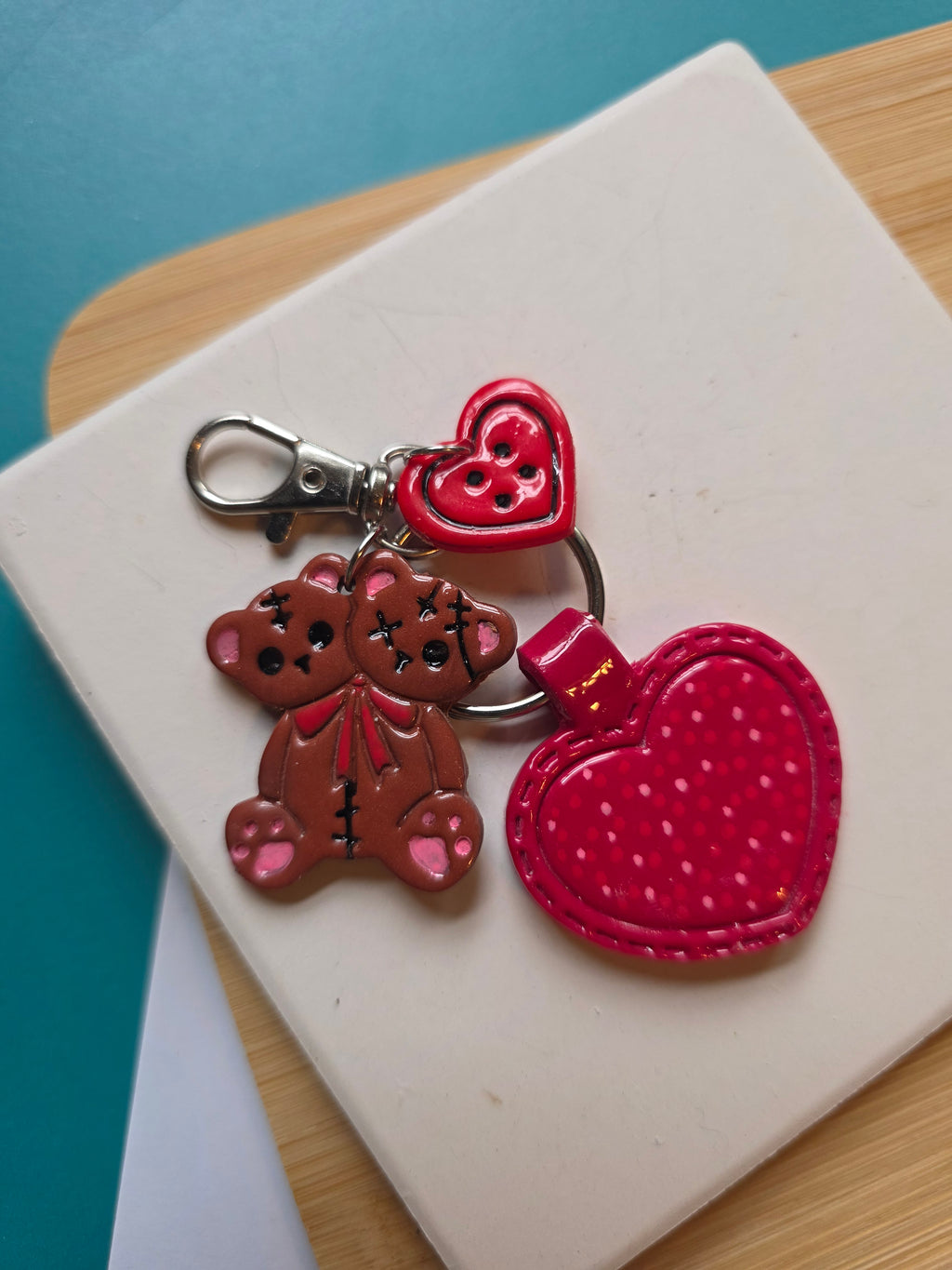 Creepy Cute Bear Clay Keychain